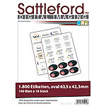 Sattleford 1800 Etiketten oval 63,5x42,3 mm für Laser/Inkjet Sattleford Drucker-Etiketten
