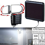 Luminea Duo-Solar-LED-Außenstrahler mit PIR-Bewegungssensor, 1 W, 500 lm, IP44 Luminea