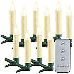 Lunartec 20er-Set LED-Outdoor-Weihnachtsbaum-Kerzen mit Timer, warmweiß, IP44 Lunartec LED-Weihnachtsbaum-Kerzen mit IR-Fernbedienung, Outdoor