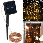 Lunartec Solar-Lichterkette aus Kupferdraht, 300 warmweiße LEDs, 8 Modi, 32 m Lunartec 