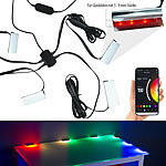 Luminea Home Control WLAN-LED-Glasbodenbeleuchtung, 4 Klammern mit 12 RGBW-LEDs, App Luminea Home Control WLAN-Glasbodenbeleuchtungen mit RGBW-LEDs und App