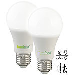 Luminea 2er-Set LED-Lampen, Bewegungs- & Lichtsensor, E27, 12W, 1.150lm, 6500K Luminea 
