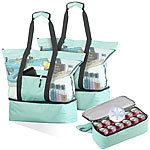 PEARL 2er-Set 2in1-Strand-Netztaschen mit Kühlfach und Seitenfach, hellblau PEARL 