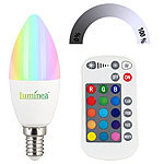 Luminea 2er-Set LED-Kerzen E14, RGBW, 4,8 W (ersetzt 40 W), 470 Lumen, dimmbar Luminea LED-Kerzen E14 mit Farbwechsel (RGBW)