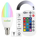 Luminea LED-Kerze E14, RGBW, 4,8 W (ersetzt 40 W), 470 Lumen, dimmbar Luminea LED-Kerzen E14 mit Farbwechsel (RGBW)