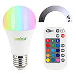 Luminea LED-Lampe E27, RGBW, 8 W (ersetzt 75 W), 806 Lumen, dimmbar Luminea LED-Tropfen E27 mit Farbwechsel (RGBW)