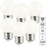 Luminea 6er-Set LED-Lampen E27, Retro, G45, 1 W (ersetzt 10 W), 50 lm, weiß Luminea LED-Tropfen E27 (neutralweiß)