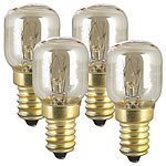 Luminea 4er-Set Backofenlampen, E14, T26, 25 W, 100 lm, warmweiß, bis 300 °C Luminea