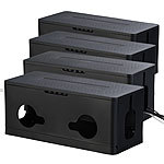 Callstel 4er-Set Kabel- & Steckdosen-Box mit Kabelschlitzen, Belüftung, schwarz Callstel