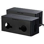 Callstel 2er-Set Kabel- & Steckdosen-Box mit Kabelschlitzen, Belüftung, schwarz Callstel Kabelboxen