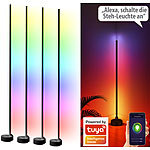 Luminea Home Control 4er-Set WLAN-Steh-/Eck-Leuchten mit RGB-CCT-IC-LEDs, 12W, App, schwarz Luminea Home Control WLAN-LED-Steh-/Eck-Leuchten mit App