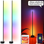 Luminea Home Control 2er-Set WLAN-Steh-/Eck-Leuchten mit RGB-CCT-IC-LEDs, 12W, App, schwarz Luminea Home Control