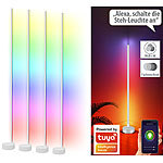 Luminea Home Control 4er-Set WLAN-Steh-/Eck-Leuchten mit RGB-CCT-IC-LEDs, 12W, dimmbar, App Luminea Home Control WLAN-LED-Steh-/Eck-Leuchten mit App