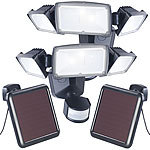 Luminea 2er-Set 3-fach-Solar-LED-Fluter für außen, PIR-Sensor, 32 W, 1.500 lm Luminea