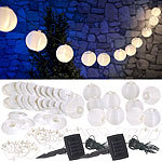 Lunartec 2er-Set Solar-LED-Lichterketten, warmweiß, je 20 Lampions, 3,8 m, IP44 Lunartec