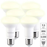 Luminea 6er-Set LED-Reflektor E27, 8 W (ersetzt 60 W), 806 lm, warmweiß 3000 K Luminea LED-Tropfen E27 R63 (warmweiß)