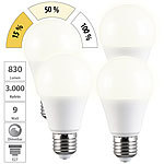 Luminea 4er-Set LED-Lampe E27 9W (ers. 75W) 3-stufig dimmbar 830 lm warmweiß Luminea LED-Lampen E27 mit 3 Helligkeitsstufen warmweiß