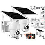 7links 2er-Set Pan-Tilt-Überwachungskameras, Full HD, WLAN, Akku, Solarpanel 7links Hochauflösende Pan-Tilt-WLAN-Überwachungskameras mit Solarpanel