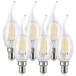 Luminea 6er-Set LED-Filament-Kerzen E14, 4 W (ersetzt 40 W), 470 lm, warmweiß Luminea