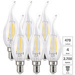 Luminea 6er-Set LED-Filament-Kerzen E14, 4 W (ersetzt 40 W), 470 lm, warmweiß Luminea LED-Filament-Kerzen E14 (warmweiß)