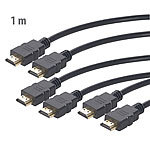 auvisio 3er-Set High-Speed-HDMI-Kabel für 4K, 3D & Full HD, HEC, schwarz, 1 m auvisio