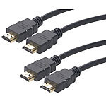 auvisio 2er-Set High-Speed-HDMI-2.0a-Kabel für 4K, 3D und Full HD, HEC, 3 m auvisio 4K-HDMI-Kabel mit Netzwerkfunktion (HEC) 
