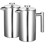 Rosenstein & Söhne 2er-Set Thermo-Kaffeebereiter, French-Press, Edelstahl, 1 Liter Rosenstein & Söhne Thermo-Kaffeepressen vakuum-isoliert
