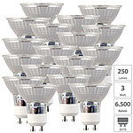 Luminea 18er-Set LED-Spotlights, Glasgehäuse, GU10, 3 W, 250 lm Luminea LED-Spots GU10 (tageslichtweiß)
