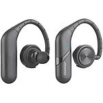 auvisio True Wireless In-Ear-Headset, Ohrbügel, Bluetooth 5, 15 Std. Spielzeit auvisio Kabelloses In-Ear-Stereo-Headsets mit Bluetooth und Ohrbügeln