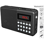 auvisio FM-Taschenradio, Bluetooth, MP3-Player, Display, USB, microSD & Akku auvisio FM-Taschenradios mit MP3-Player