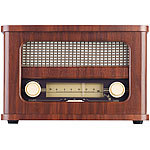 auvisio Nostalgisches Stereo-FM-Radio 12W, Holz, Akku, Versandrückläufer auvisio Retro-UKW-Radios