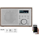 auvisio WLAN-Internetradio mit Holzdesign-Gehäuse, 2 Weckzeiten & App, 10 Watt auvisio WLAN-Internetradios