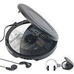 auvisio Tragbarer CD-Player mit Ohrhörern, Bluetooth und Anti-Shock-Funktion auvisio