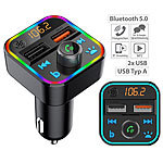 auvisio Kfz-FM-Transmitter mit Bluetooth 5, Freisprecher, MP3, 2 USB-Ladeports auvisio 