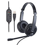 Callstel USB-On-Ear-Stereo-Headset, Schwanenhals-Mikrofon, Kabel-Fernbedienung Callstel USB-Stereo-Headset für den PC