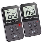 PEARL 2er Pack Digitaler Küchen-Timer mit Stoppuhr, akustischem u. optischem PEARL