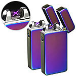PEARL 2er Pack Elektronisches USB-Feuerzeug mit Akku, violett PEARL 