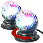Lunartec 2er-Set rotierende 360°-Disco-Leuchten mit RGB-LED-Farbeffekten, 3 W Lunartec 
