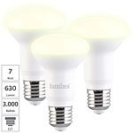 Luminea 3er-Set LED-Reflektor E27, 8 W (ersetzt 60 W), 806 lm, warmweiß 3000 K Luminea LED-Tropfen E27 R63 (warmweiß)
