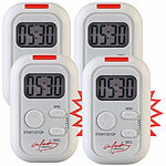 infactory 4er-Set Elektronischer Timer mit Ton-, Licht- und Vibrationsalarm infactory Timer mit Licht- und Vibrations-Alarm