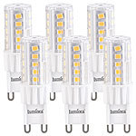 Luminea 6er-Set LED-Stiftsockellampe G9 4,5W (ersetzt 30W) 480lm warmweiß 360° Luminea LED-Stifte G9 (warmweiß)