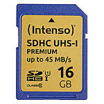 Intenso Premium SDHC-Speicherkarte 16 GB, UHS-I, Class 10 / U1 Intenso