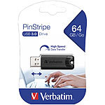 Verbatim PinStripe USB-3.0-Stick mit 64 GB, schwarz Verbatim USB-3.0-Speichersticks