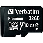 Verbatim Premium microSDHC-Speicherkarte 32 GB, 90 MB/s, Class 10, U1 Verbatim microSD-Speicherkarten UHS U1
