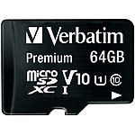 Verbatim Premium microSDXC-Speicherkarte 64 GB, 90 MB/s, Class 10, U1 Verbatim microSD-Speicherkarten UHS U1