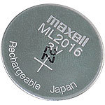 Maxell ML2016 wiederaufladbare Li-Ion-Knopfzelle, 3 V, 25 mAh Maxell Lithium-Knopfzellen Typ CR2016