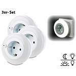 revolt LED-Nachtlicht mit Dämmerungssensor und Steckdose weiß, 3er-Set revolt LED-Nachtlichter mit Dämmerungssensoren und Steckdosen