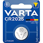 Varta Lithium-Knopfzelle Typ CR2025, 3 Volt, 160 mAh Varta Lithium-Knopfzellen Typ CR2025