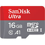 SanDisk Ultra microSDHC, 16 GB, 98 MB/s, Class 10, U1, A1, mit Adapter SanDisk 