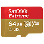 SanDisk Extreme microSDXC-Speicherkarte 64 GB, Class 10, U3, V30; A2, 160 MB/s SanDisk microSD-Speicherkarte UHS U3